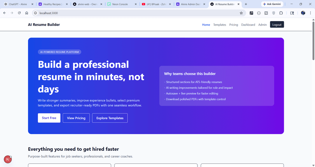 AI Resume Builder SaaS Monorepo screenshot